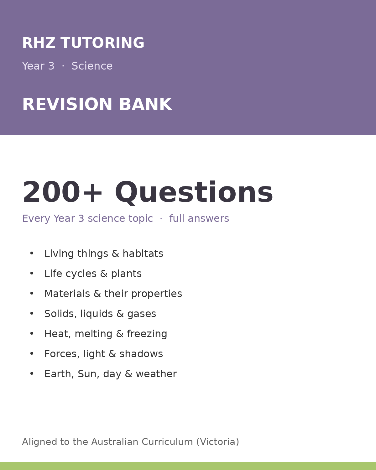 Year 3 Science Revision Bank β 200+ Questions (with Answers)