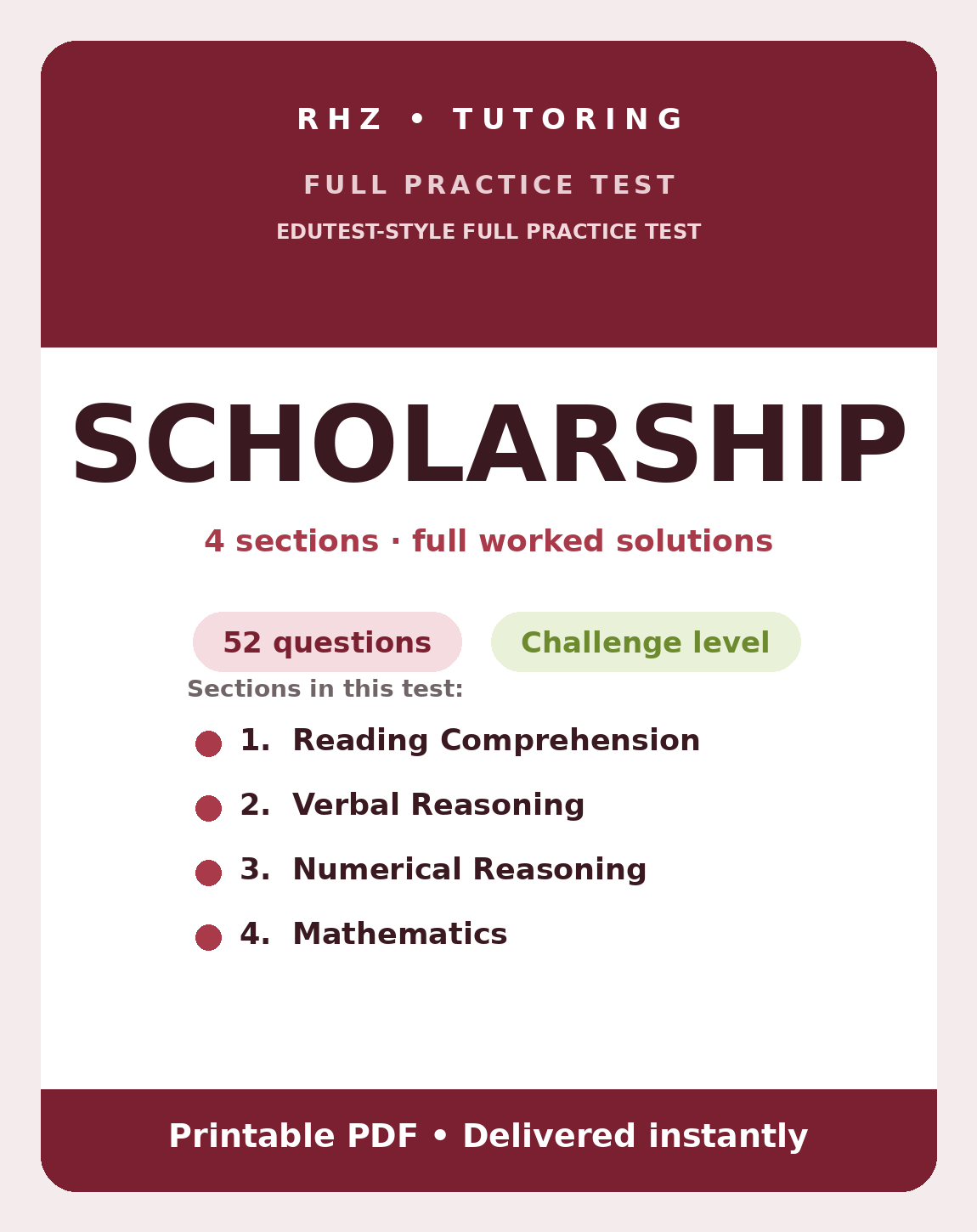 Edutest Scholarship Full Practice Test cover