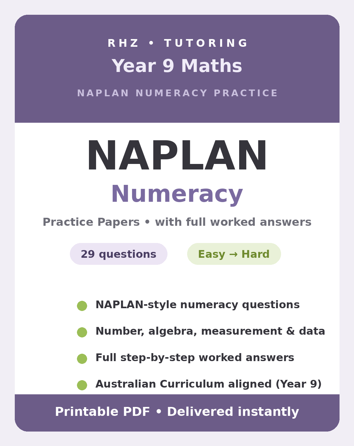 Year 9 NAPLAN Numeracy Practice Papers (with Answers)