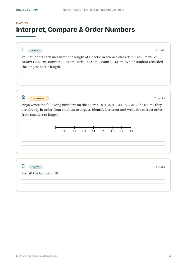 Inside preview — Year 5 Maths practice questions