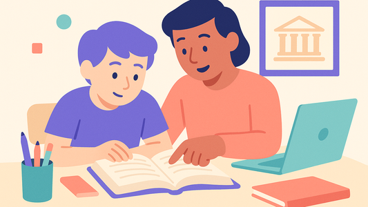 Young student studying law books with determination