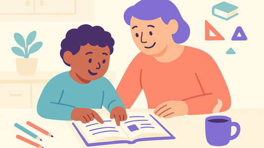 Parent and child discussing a failed test at kitchen table