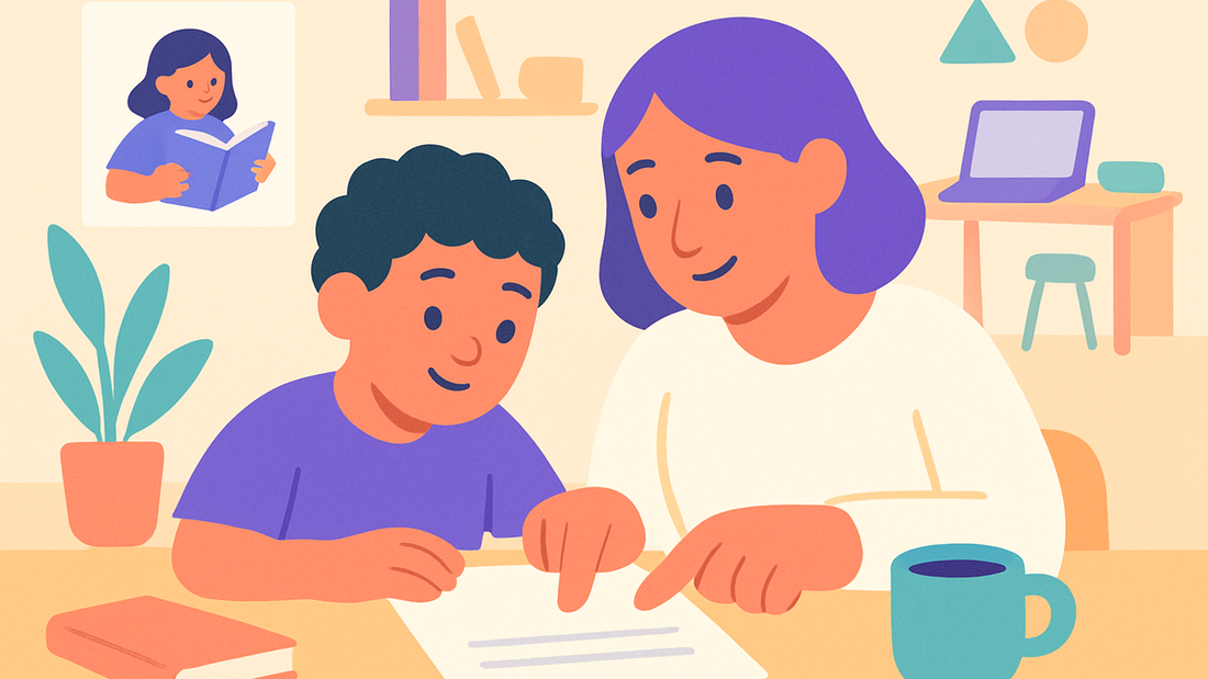 Parent reviewing NAPLAN score report with child's test results