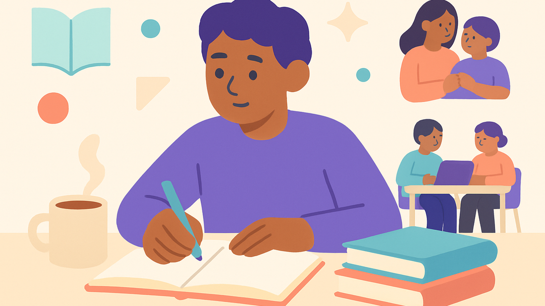 High school student taking organized notes during class