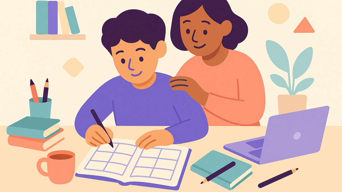 Student organizing study schedule with planner and coffee
