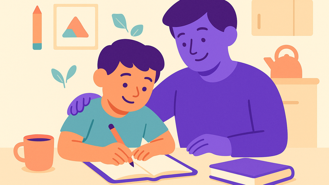 Parent helping Year 7 student study for NAPLAN test
