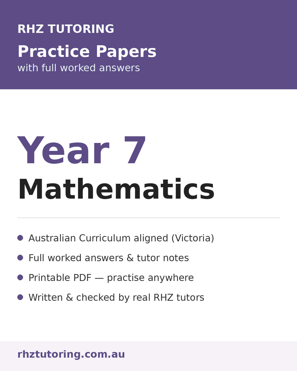 Year 7 Maths Practice Papers (with Answers)