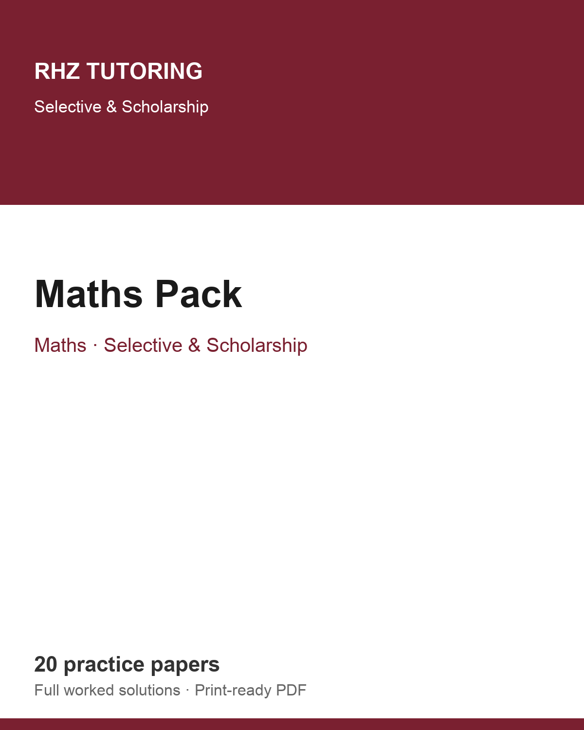Maths Pack cover