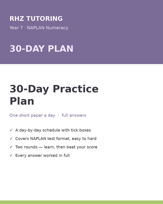 Year 7 NAPLAN Numeracy 30-Day Practice Plan (with Answers)
