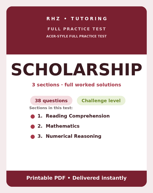 ACER Scholarship Full Practice Test cover