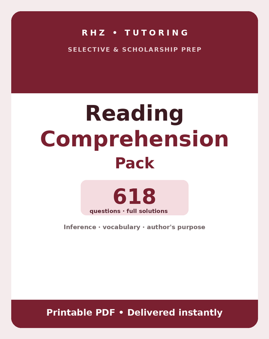 Selective Reading Comprehension Pack cover