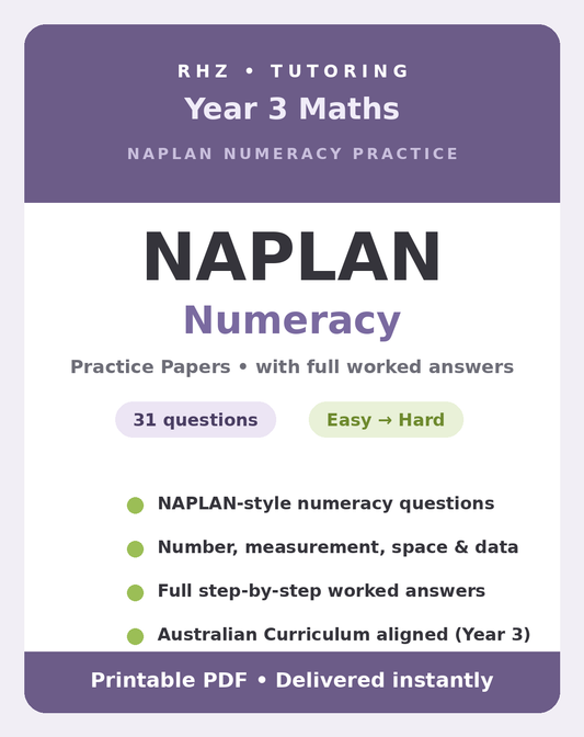 Year 3 NAPLAN Numeracy Practice Papers (with Answers)
