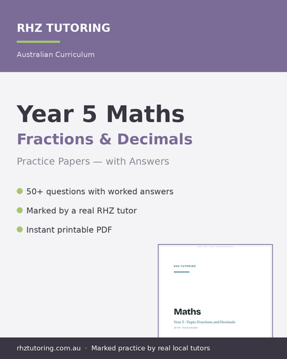 Year 5 Maths Fractions & Decimals practice papers with answers — RHZ Tutoring