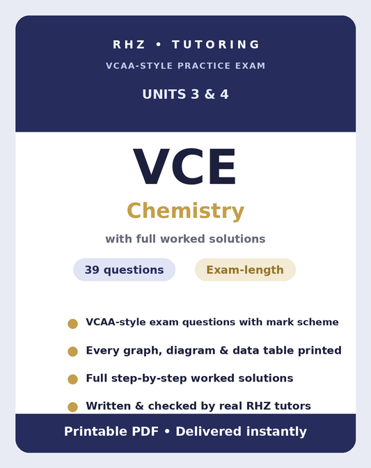 VCE Chemistry Units 3 & 4 Practice Exam cover